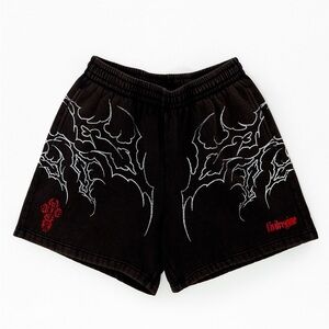 Civil Black Sin Fleece Sweat Mens Vintage Black Shorts Size Medium